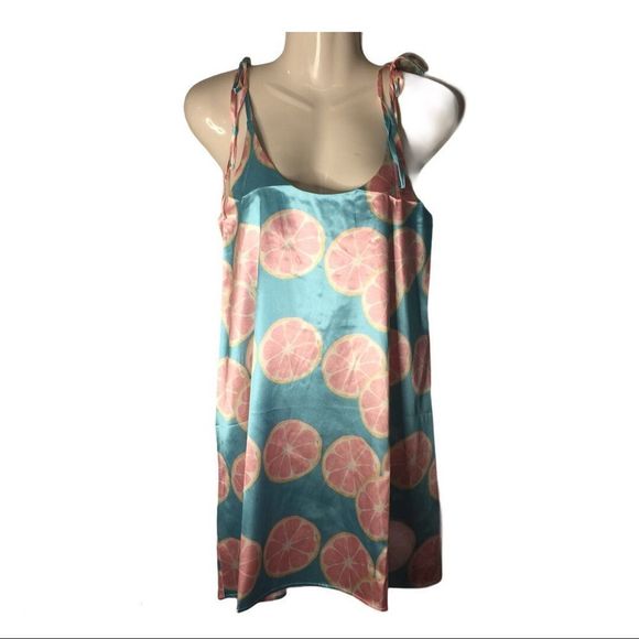Grapefruit Print Knotted Satin Cami Dress - Picture 2 of 9